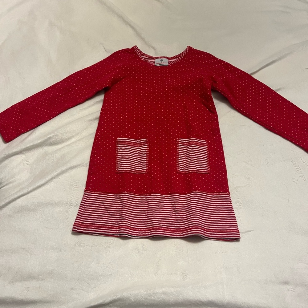 Hanna Andersson Red Polka Dot Dress with Stripes